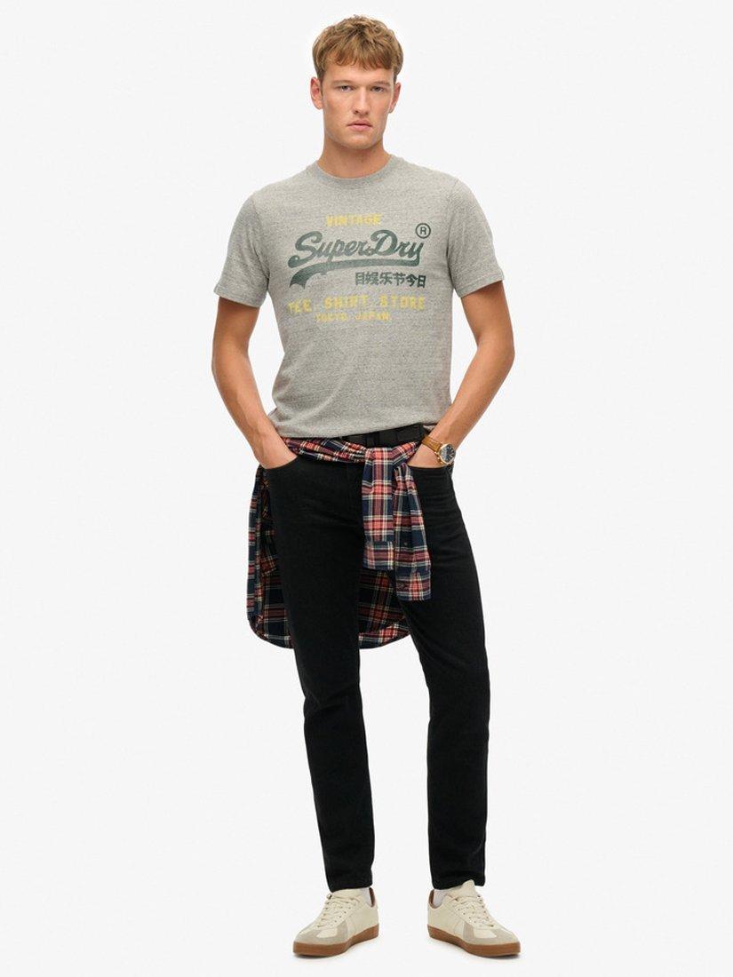 Product image 3 of 4, which shows Superdry Cotton Marl Vintage Logo T-Shirt, Flint Grey Grit, S
