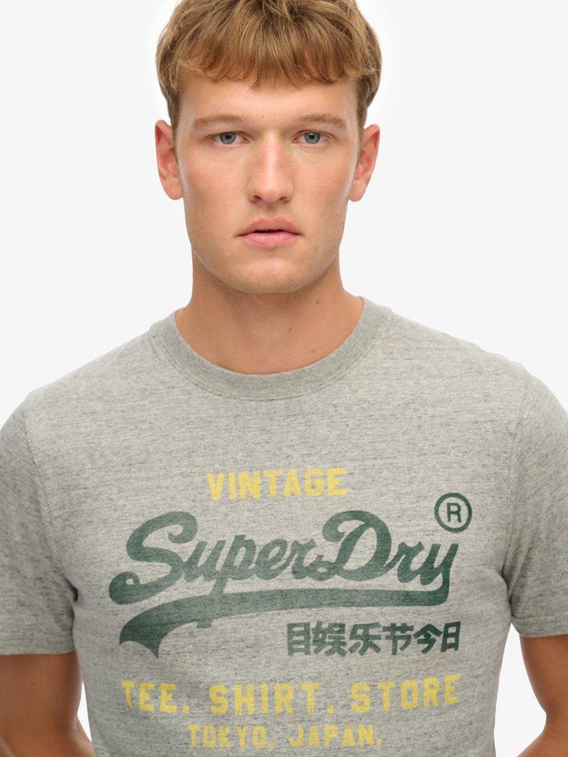 Product image 4 of 4, which shows Superdry Cotton Marl Vintage Logo T-Shirt, Flint Grey Grit, S