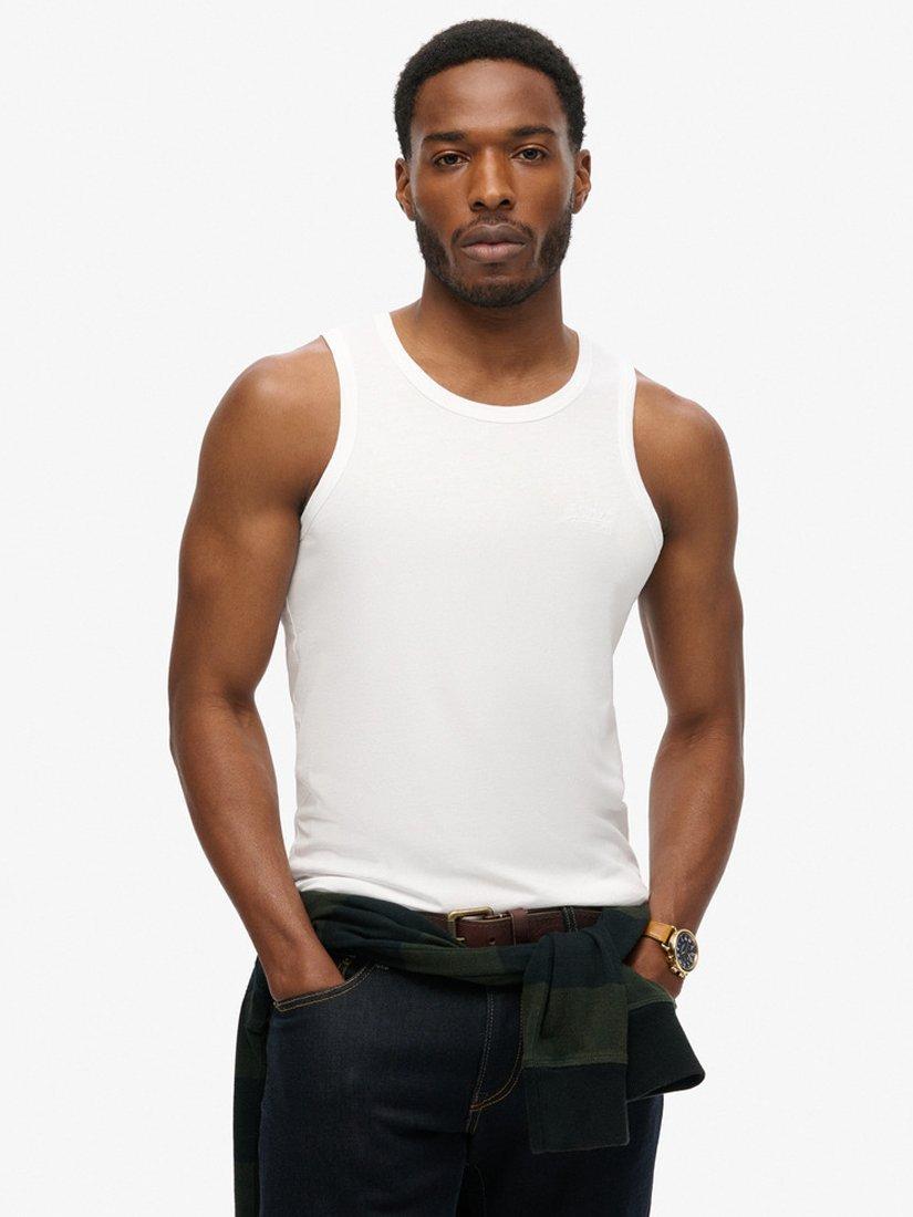 Product image 1 of 6, which shows Superdry Organic Cotton Essential Logo Vest Top, Optic, S