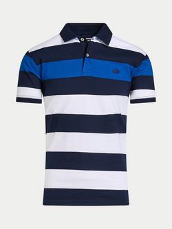 Raging Bull Cotton Regular Fit Short Sleeve Striped Polo Shirt, Navy - view 2, Navy