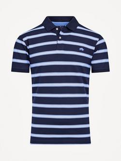 Raging Bull Classic Triple Stripe Birdseye Polo Shirt - view 2, Navy/Multi