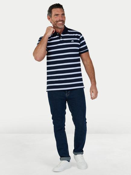 Raging Bull Classic Triple Stripe Birdseye Polo Shirt - view 2, Navy/Multi