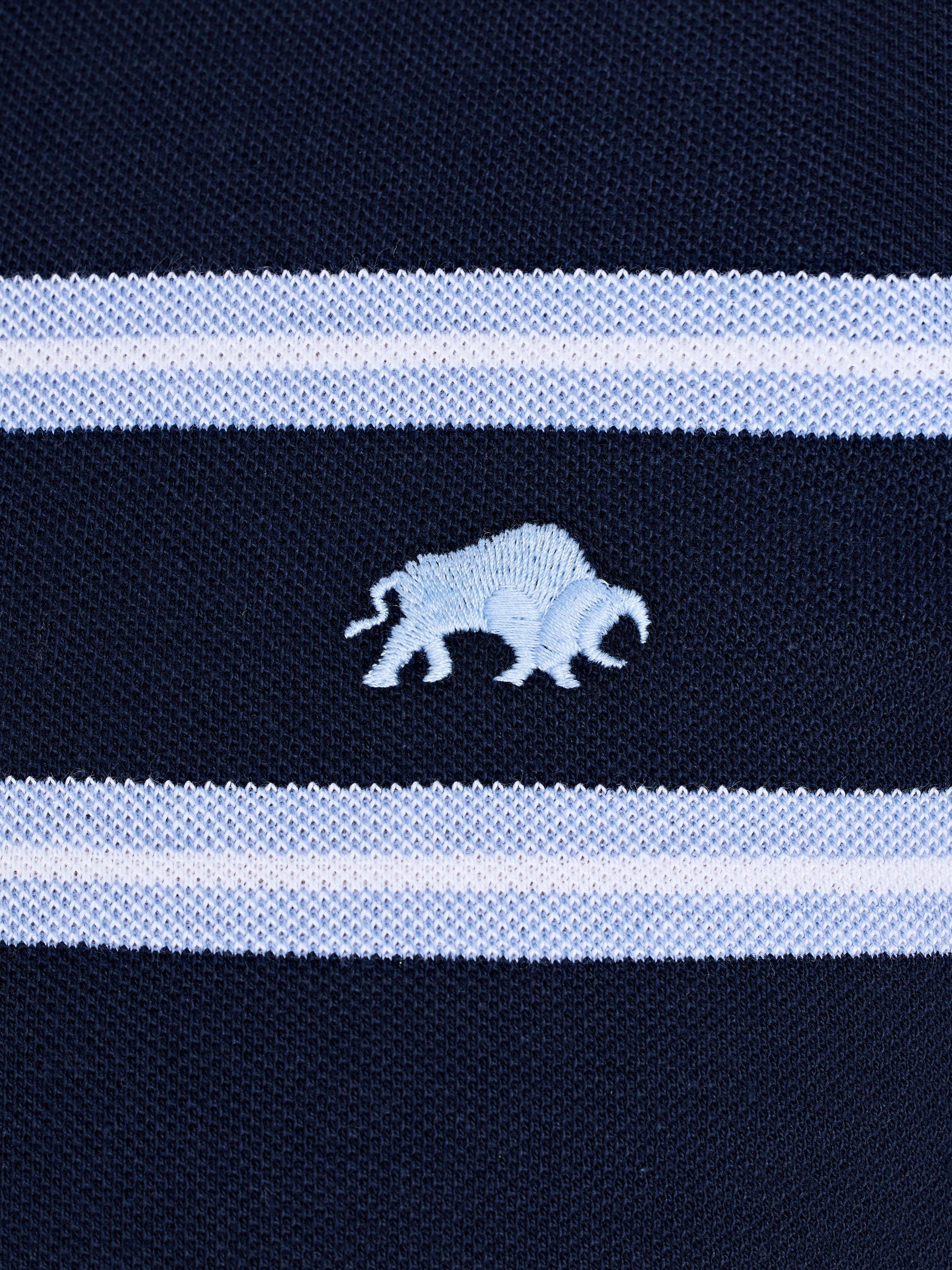 Product image 6 of 7, which shows Raging Bull Classic Triple Stripe Birdseye Polo Shirt, Navy/Multi, S