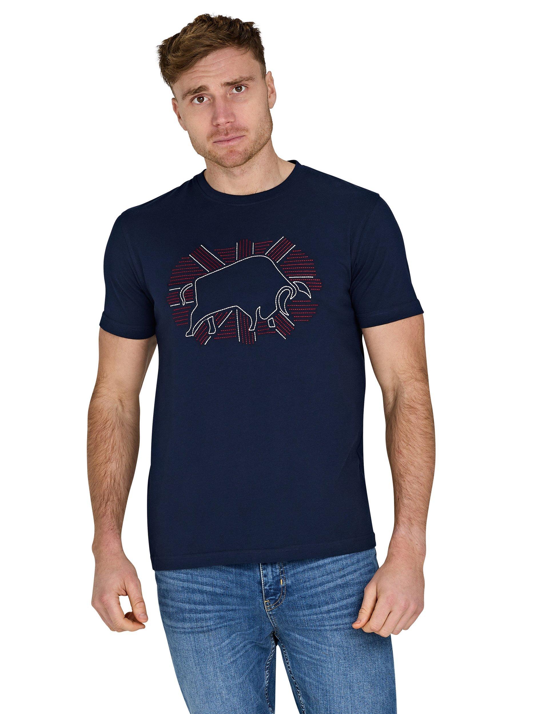 Product image 1 of 6, which shows Raging Bull Outburst Union Jack Bull T-Shirt, Navy, S