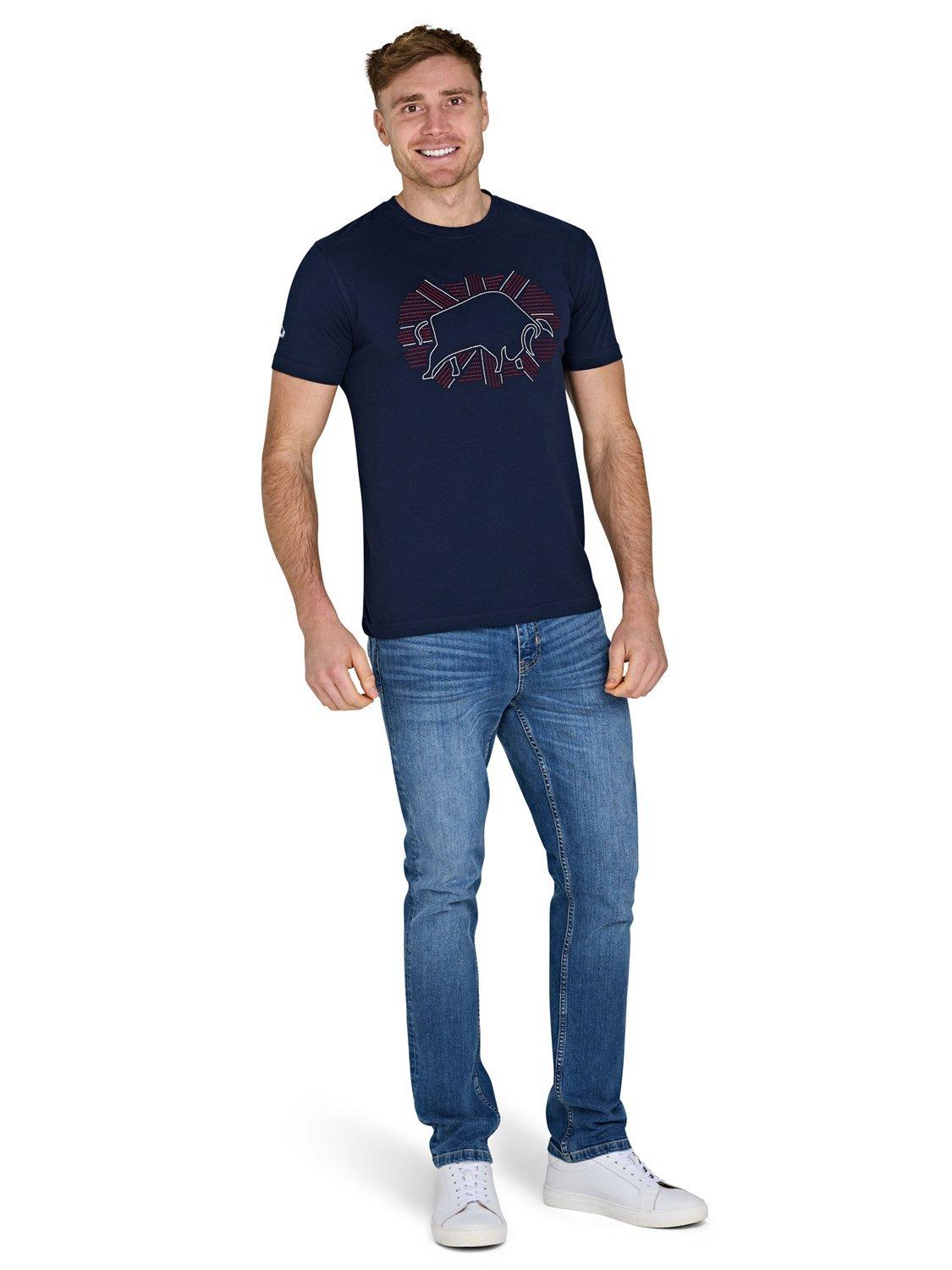 Product image 6 of 6, which shows Raging Bull Outburst Union Jack Bull T-Shirt, Navy, S