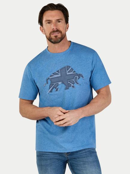 Raging Bull Union Jack Bull T-Shirt, Denim Blue, Denim Blue