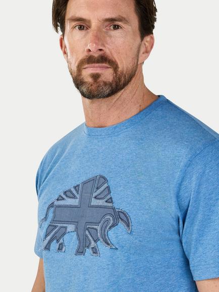 Raging Bull Union Jack Bull T-Shirt, Denim Blue - view 2, Denim Blue
