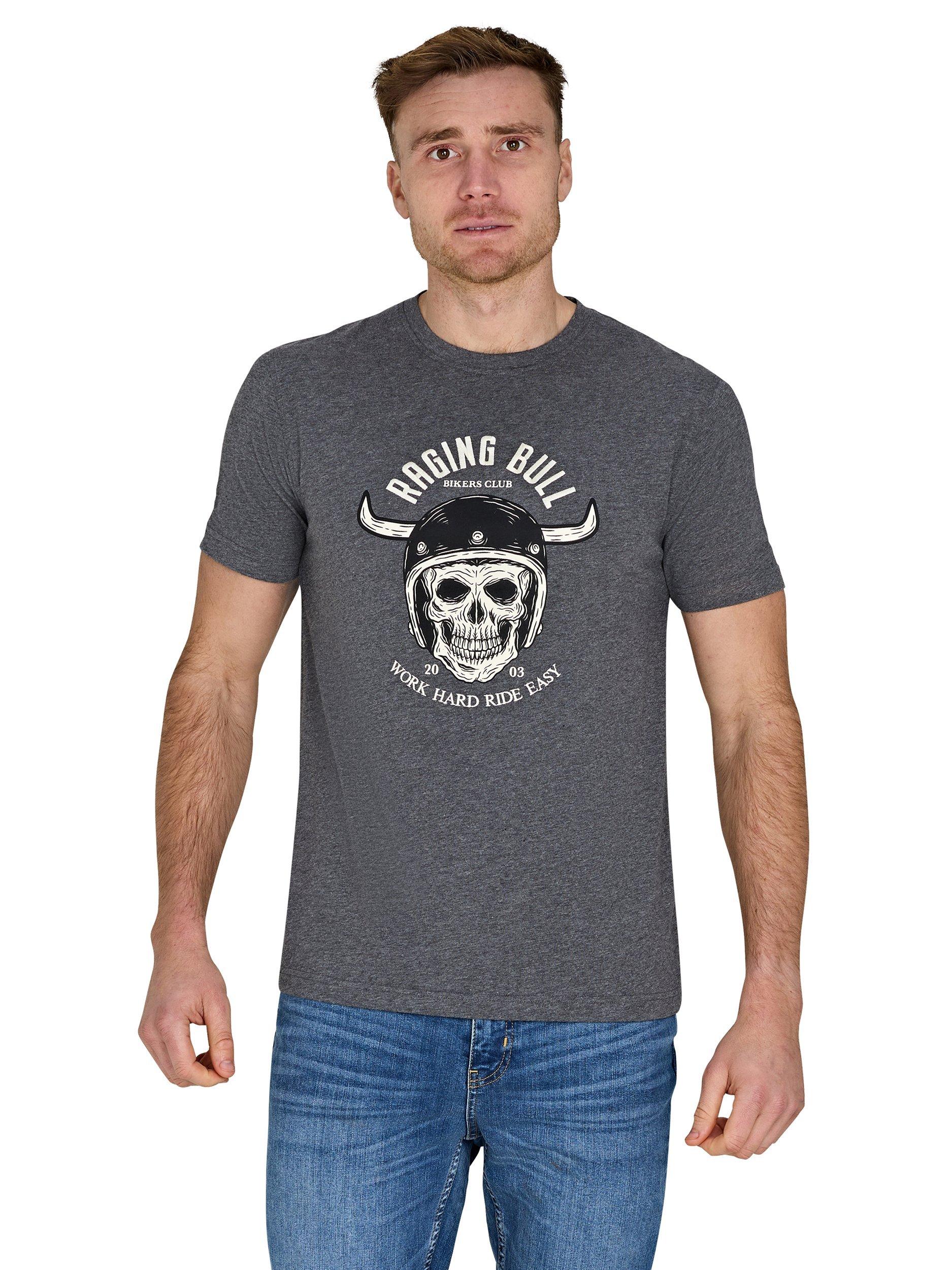Product image 1 of 6, which shows Raging Bull Work Hard Ride Easy T-Shirt, Charcoal, S