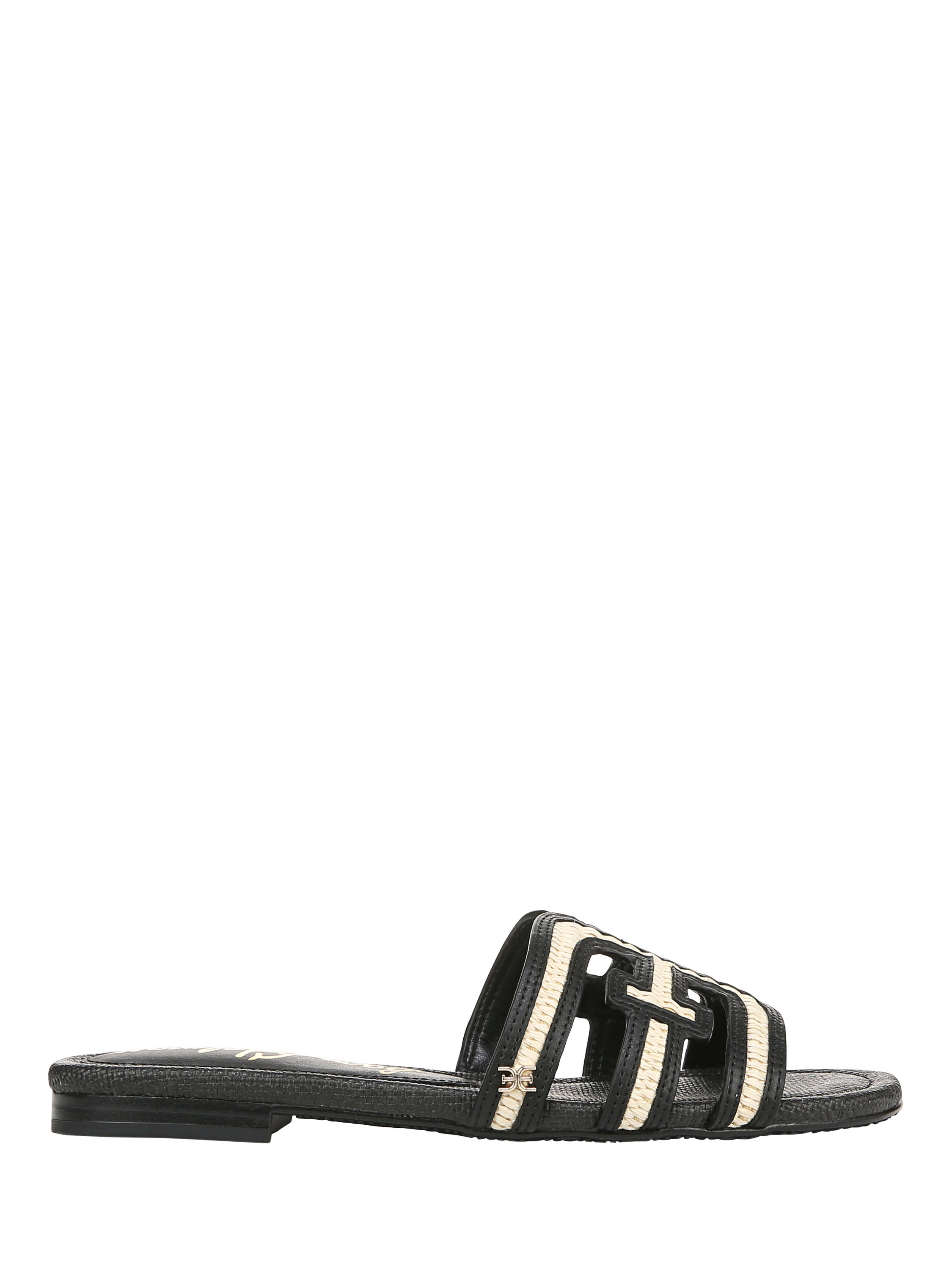 Product image 1 of 6, which shows Sam Edelman Bay Contrast Woven Sliders, Black, 3