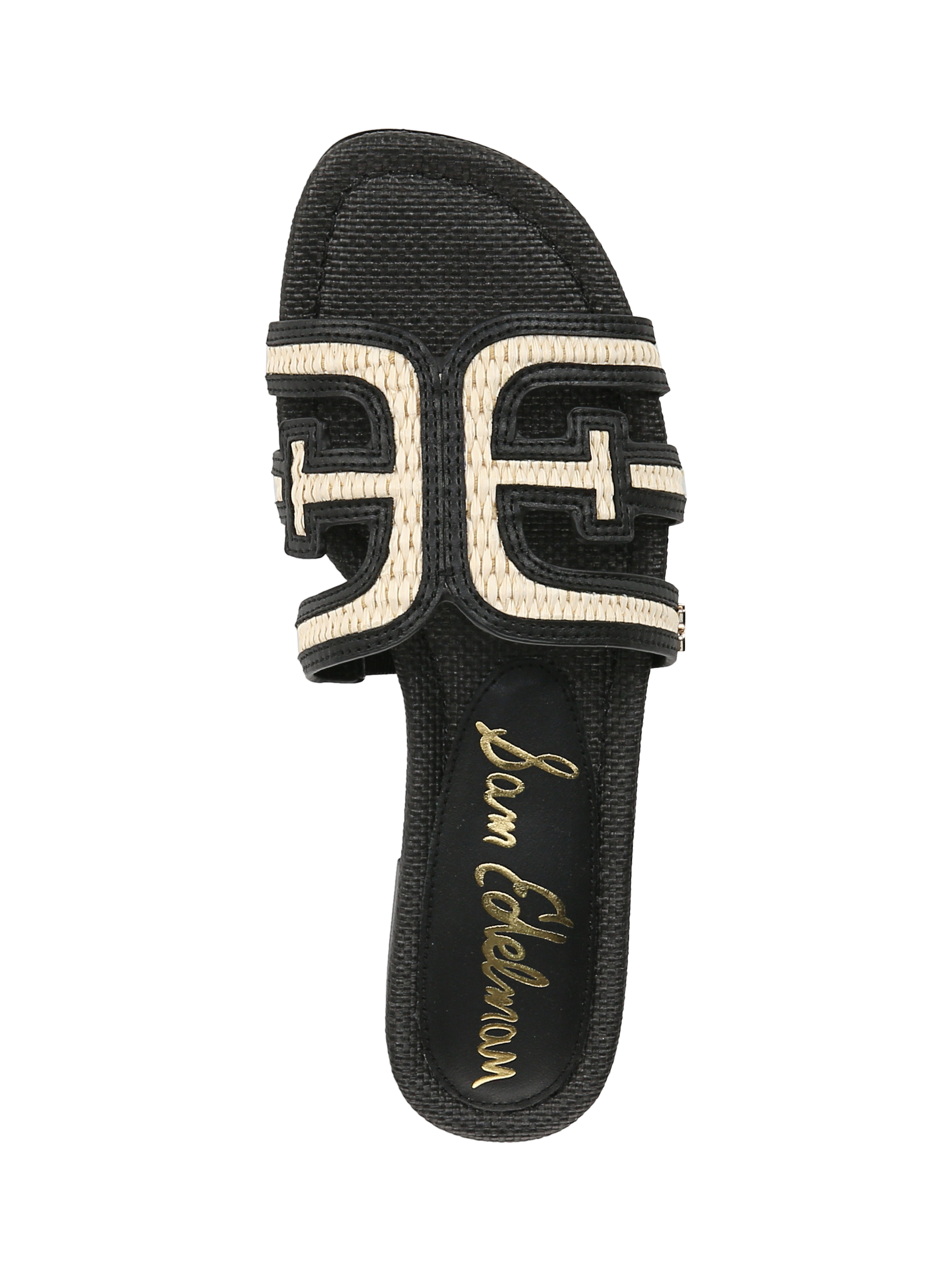 Product image 3 of 6, which shows Sam Edelman Bay Contrast Woven Sliders, Black, 3