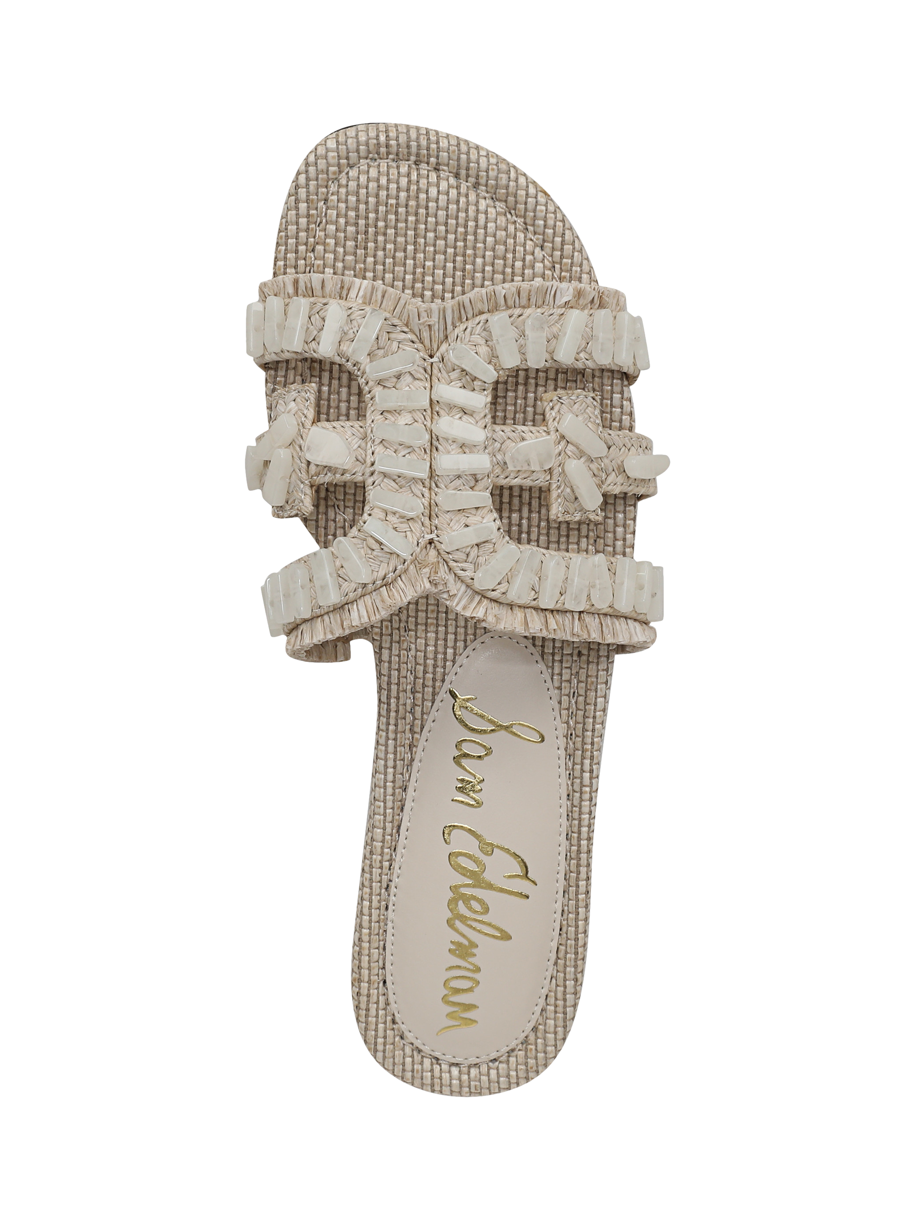 Product image 3 of 6, which shows Sam Edelman Bay Stone Woven Bead Slider Sandals, Neutral, 3