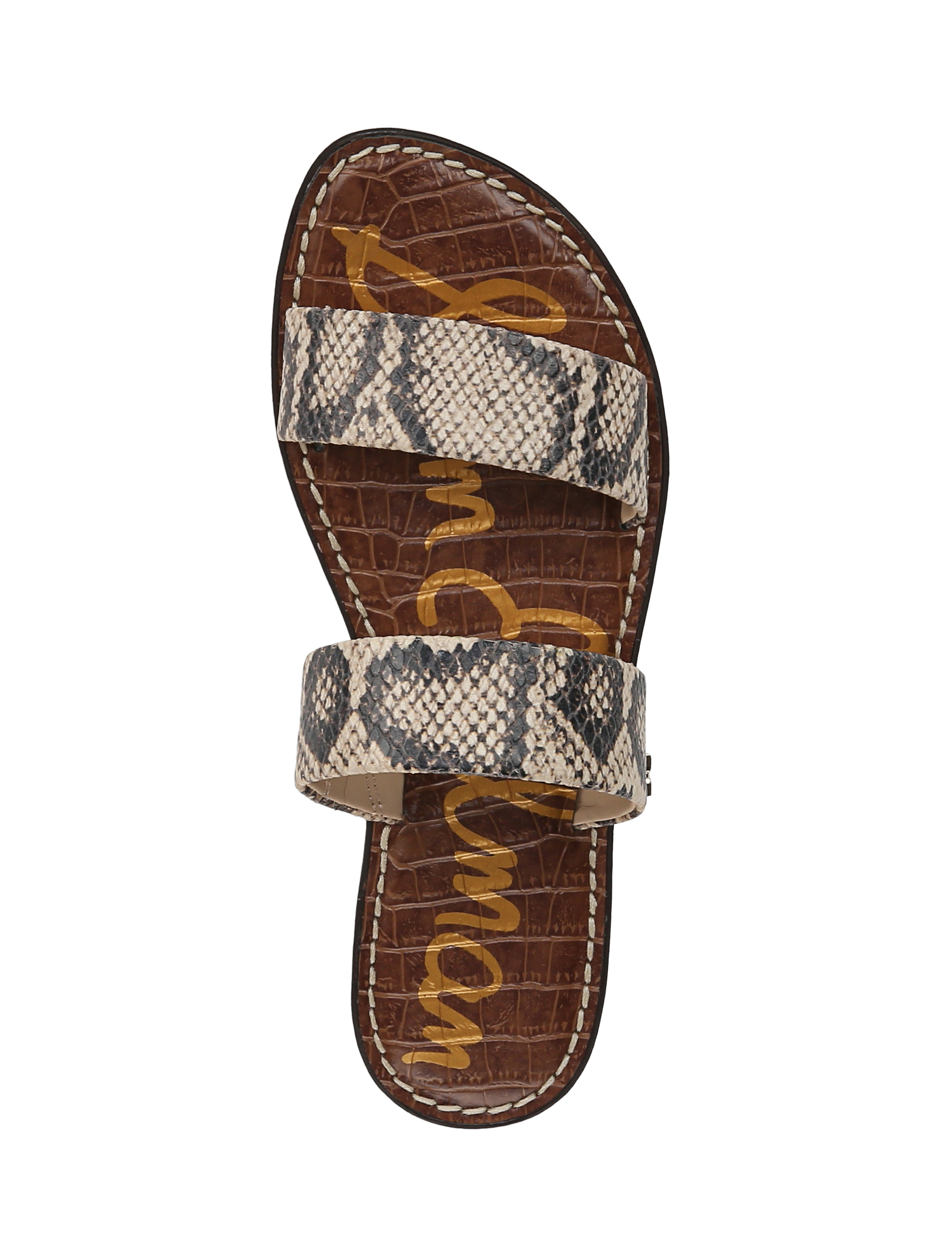 Product image 3 of 6, which shows Sam Edelman Gala Leather Slider Sandals, Roccia, 3