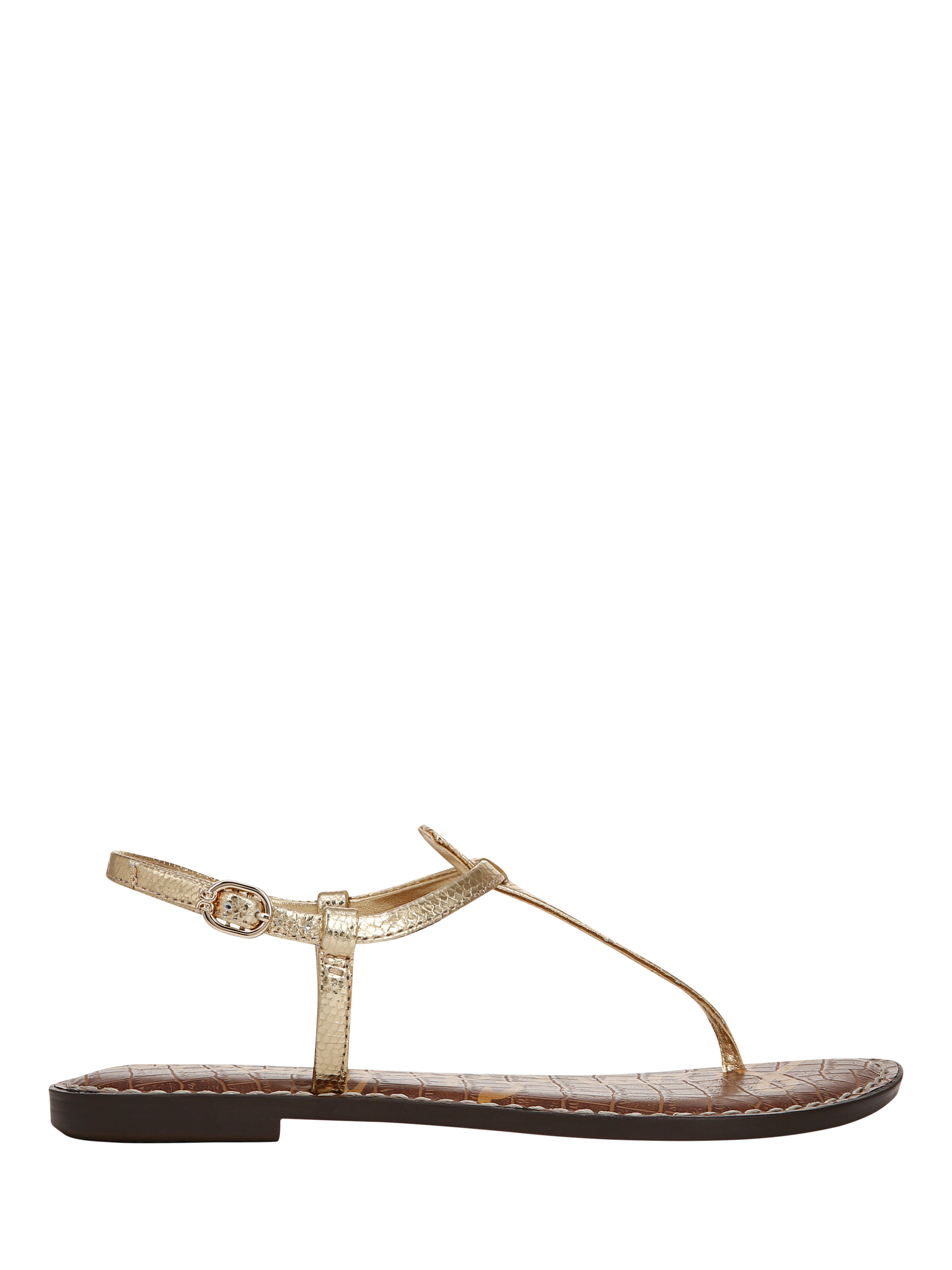 Product image 1 of 6, which shows Sam Edelman Gigi Thong Sandal, Amber Gold Metallic, 3