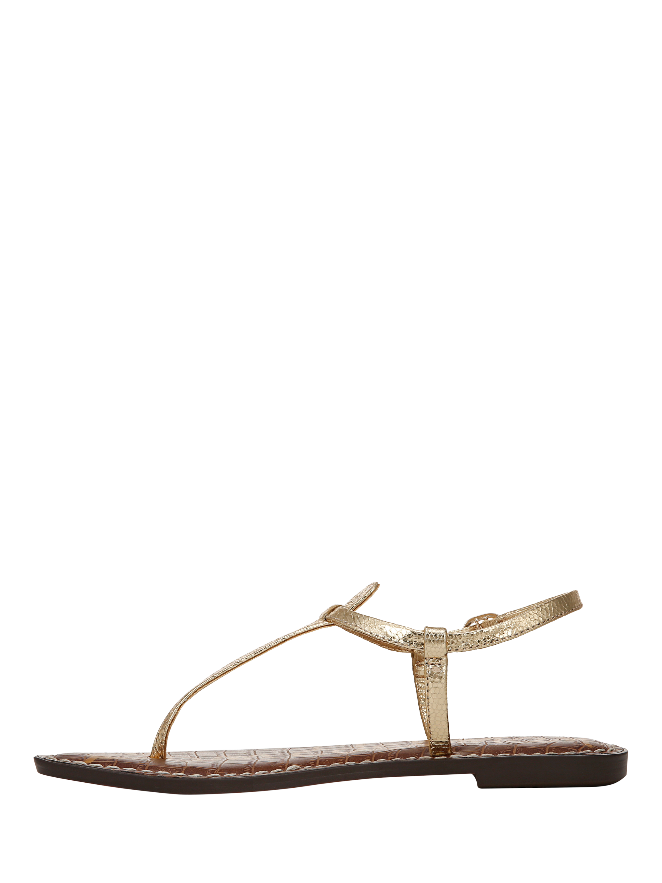 Product image 2 of 6, which shows Sam Edelman Gigi Thong Sandal, Amber Gold Metallic, 3