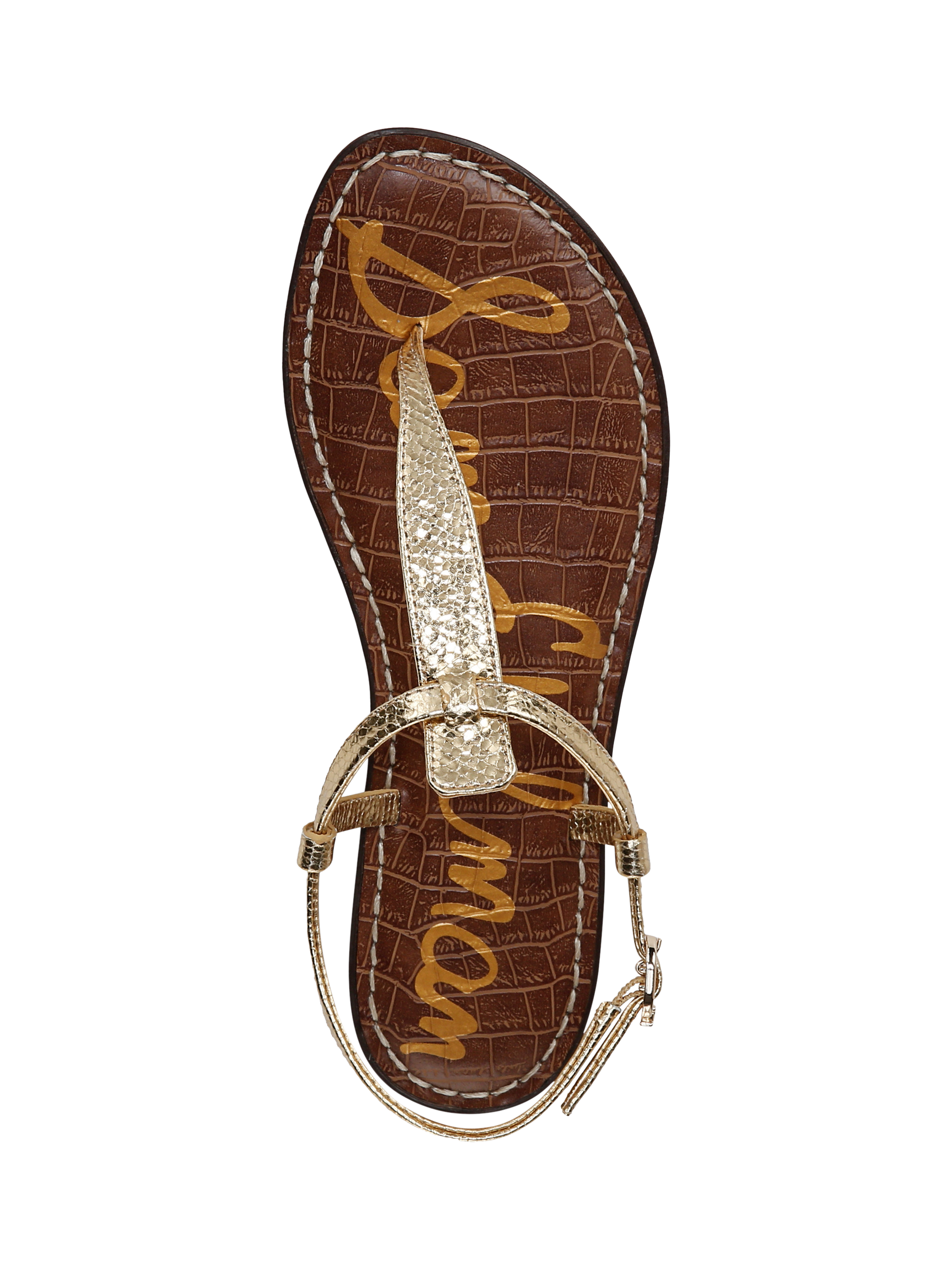 Product image 3 of 6, which shows Sam Edelman Gigi Thong Sandal, Amber Gold Metallic, 3