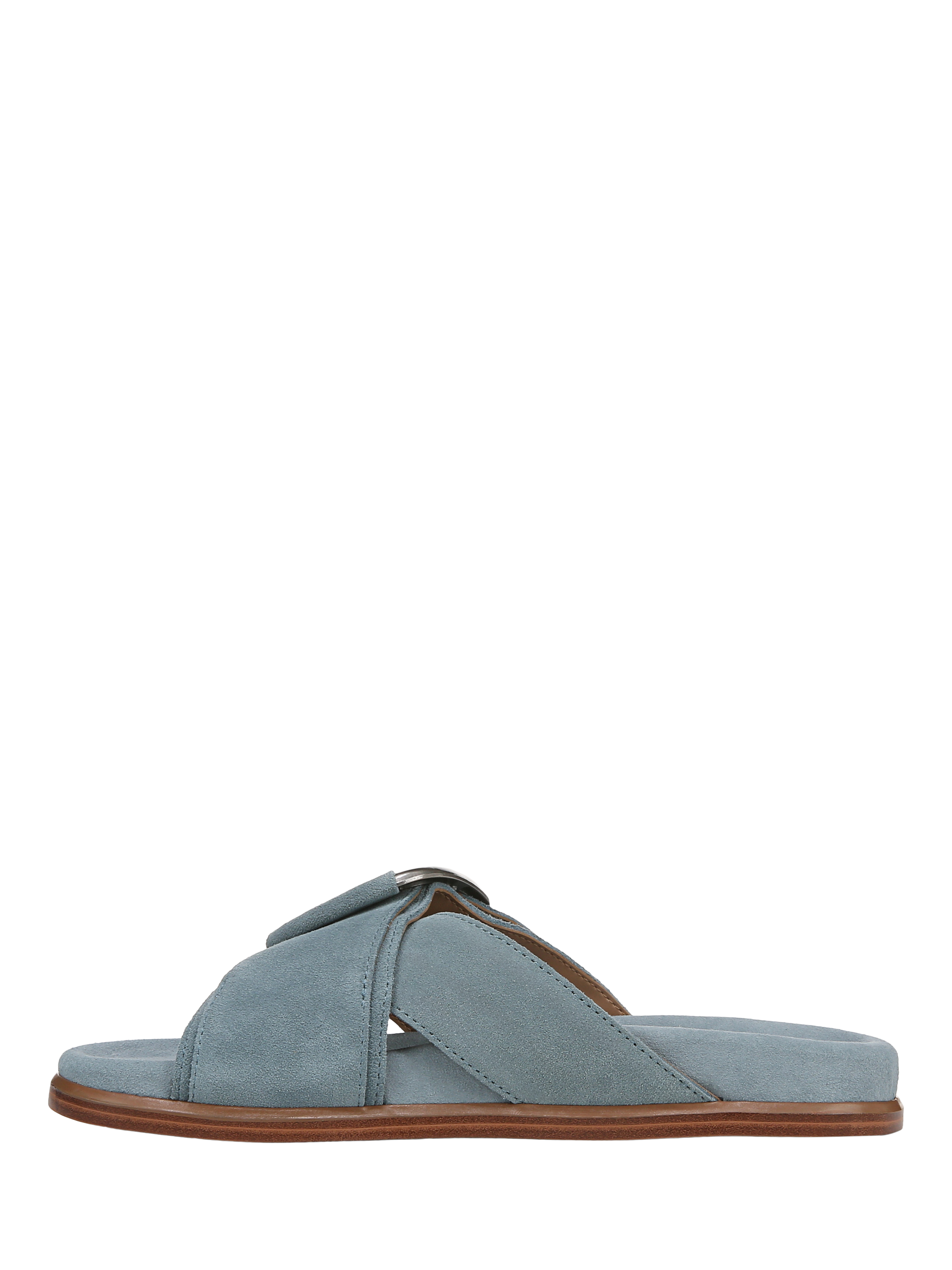 Product image 2 of 6, which shows Sam Edelman Darla Leather Slider Sandals, Coastal Blue, 3