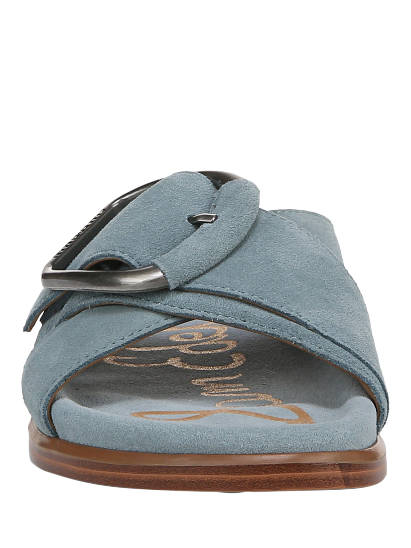 Product image 4 of 6, which shows Sam Edelman Darla Leather Slider Sandals, Coastal Blue, 3