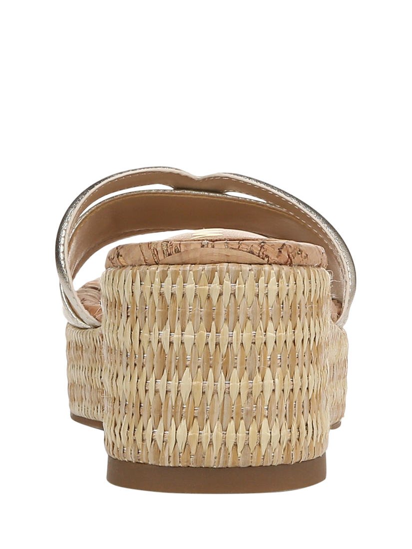 Product image 5 of 6, which shows Sam Edelman Pauleena Leather Platform Wedge Sliders, Gold, 3