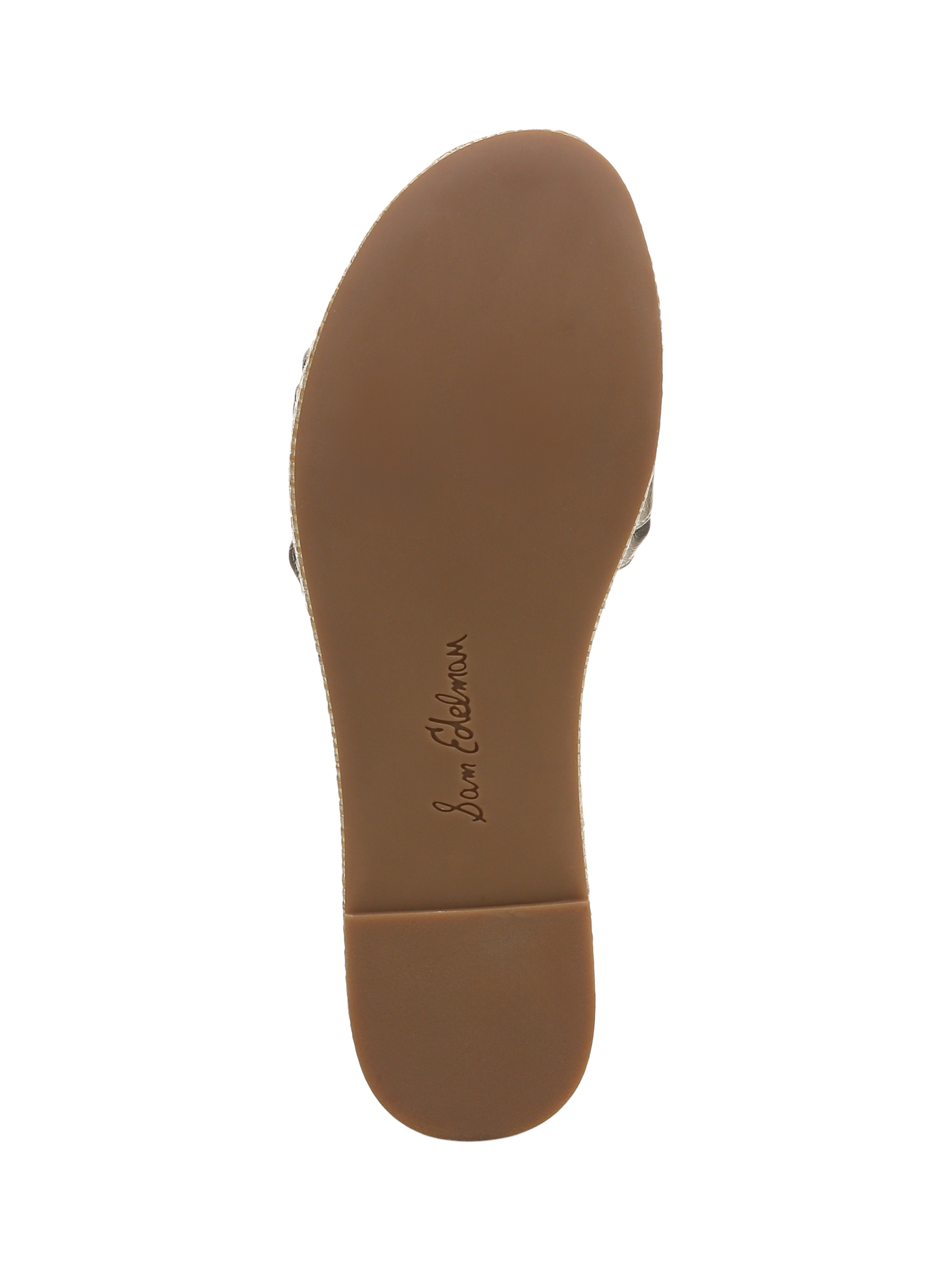 Product image 6 of 6, which shows Sam Edelman Pauleena Leather Platform Wedge Sliders, Gold, 3
