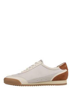 Sam Edelman Ivey Leather Blend Lace Up Trainers, Cafe Noir/White - view 2, Ivory/Brown