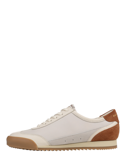 Sam Edelman Ivey Leather Blend Lace Up Trainers - view 2, Ivory/Brown