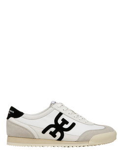 Sam Edelman Ivey Leather Blend Lace Up Trainers, Greige/Bright White