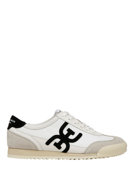 Sam Edelman Ivey Leather Blend Lace Up Trainers, Greige/Bright White