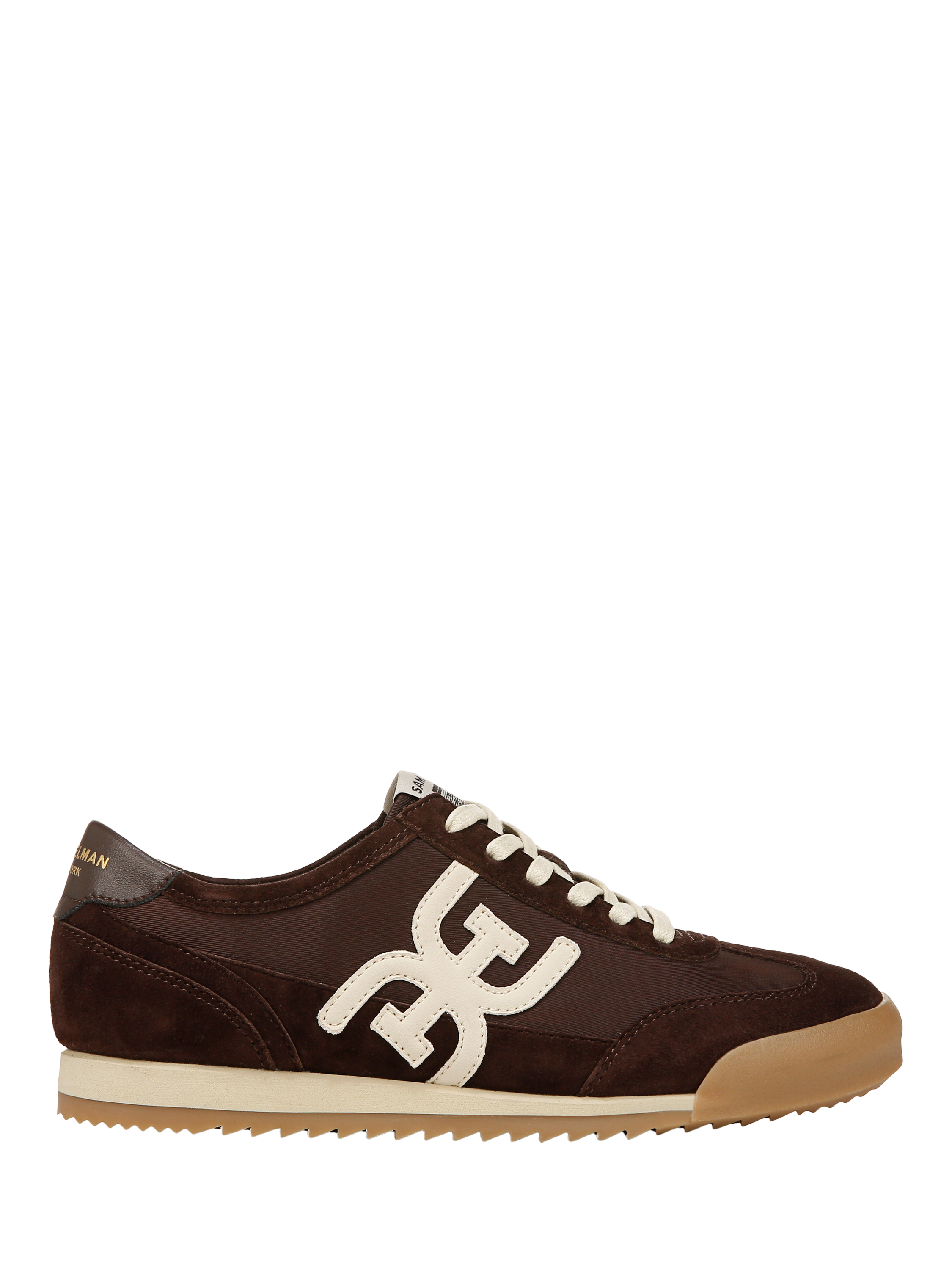 Product image 1 of 6, which shows Sam Edelman Ivey Leather Blend Lace Up Trainers, Cafe Noir/White, 3