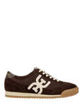 Sam Edelman Ivey Leather Blend Lace Up Trainers, Cafe Noir/White