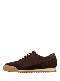 Sam Edelman Ivey Leather Blend Lace Up Trainers, Cafe Noir/White - view 2, Cafe Noir/White