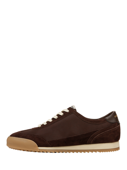 Sam Edelman Ivey Leather Blend Lace Up Trainers - view 2, Cafe Noir/White