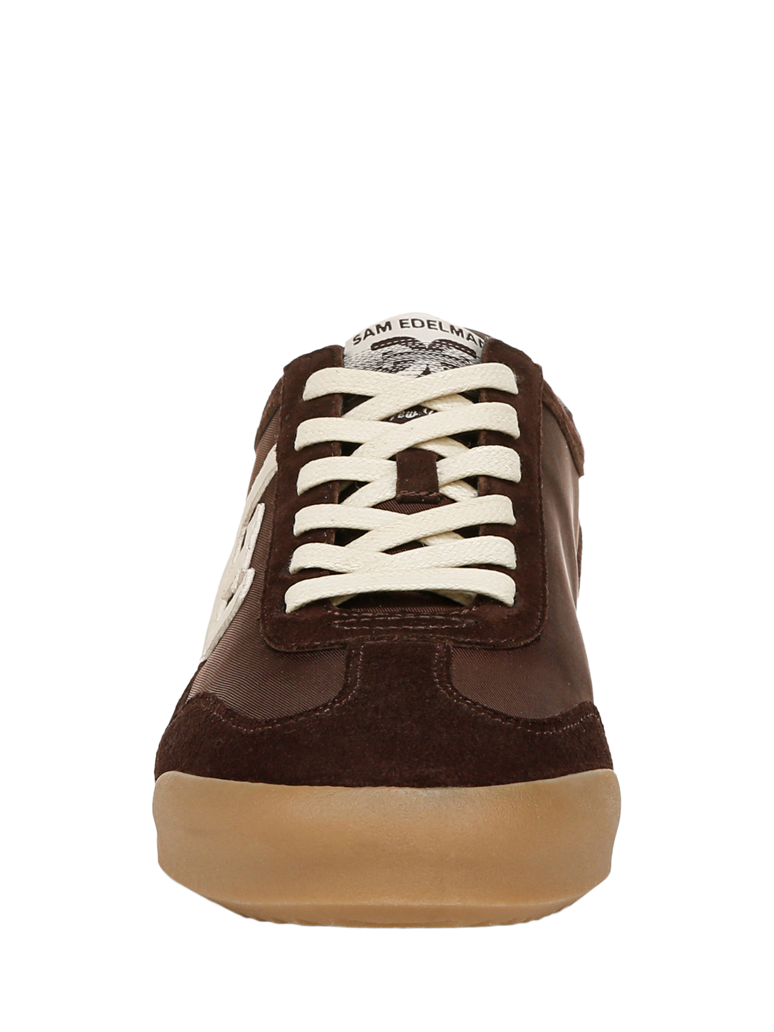 Product image 5 of 6, which shows Sam Edelman Ivey Leather Blend Lace Up Trainers, Cafe Noir/White, 3