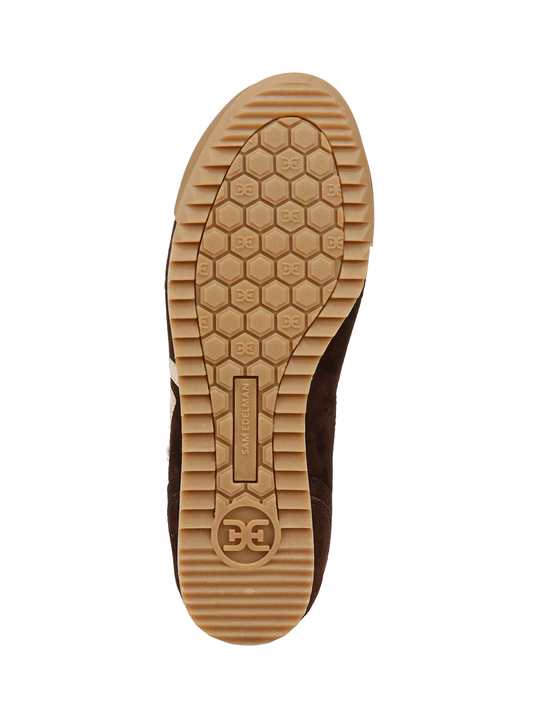 Product image 6 of 6, which shows Sam Edelman Ivey Leather Blend Lace Up Trainers, Cafe Noir/White, 3