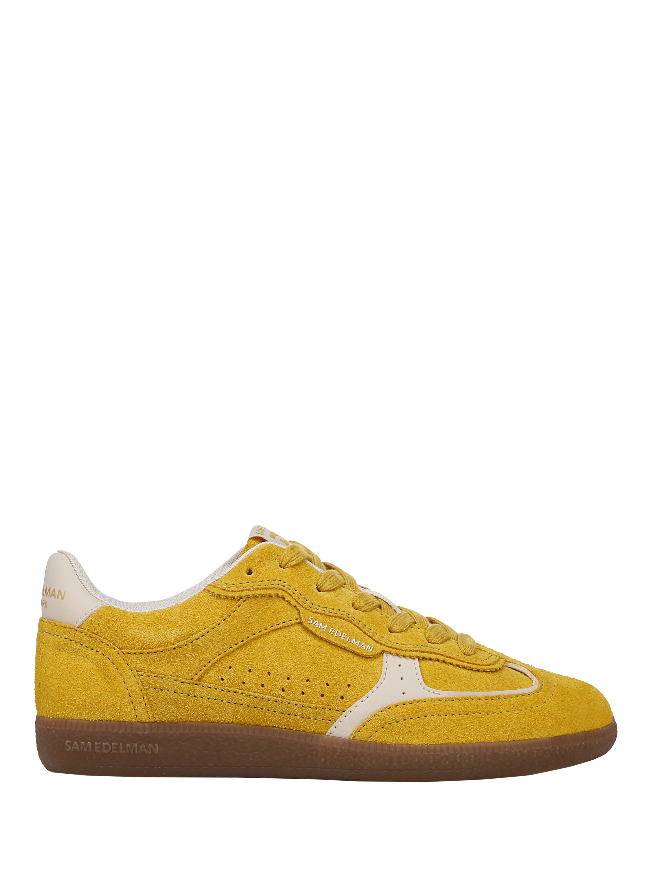 Product image 1 of 6, which shows Sam Edelman Kallen Leather Blend Lace Up Trainers, Saffron Yellow, 3