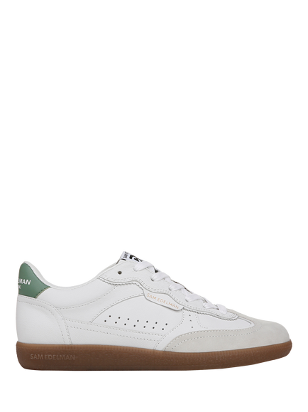 Sam Edelman Kallen Leather Blend Lace Up Trainers, White/Green, White/Green