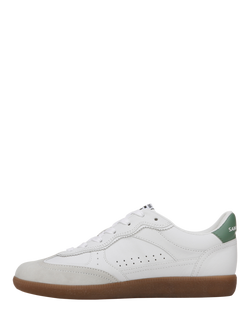 Sam Edelman Kallen Leather Blend Lace Up Trainers, White/Green - view 2, White/Green