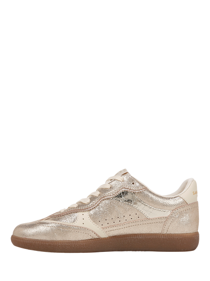 Sam Edelman Kallen Leather Blend Lace Up Trainers, Cyprus Gold - view 2, Cyprus Gold