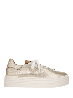 Sam Edelman Pippy Leather Lace Up Trainers, Gold, Gold