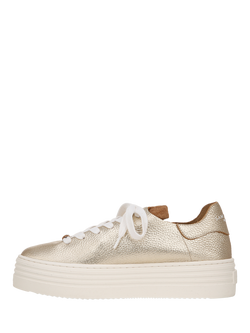 Sam Edelman Pippy Leather Lace Up Trainers, Gold - view 2, Gold