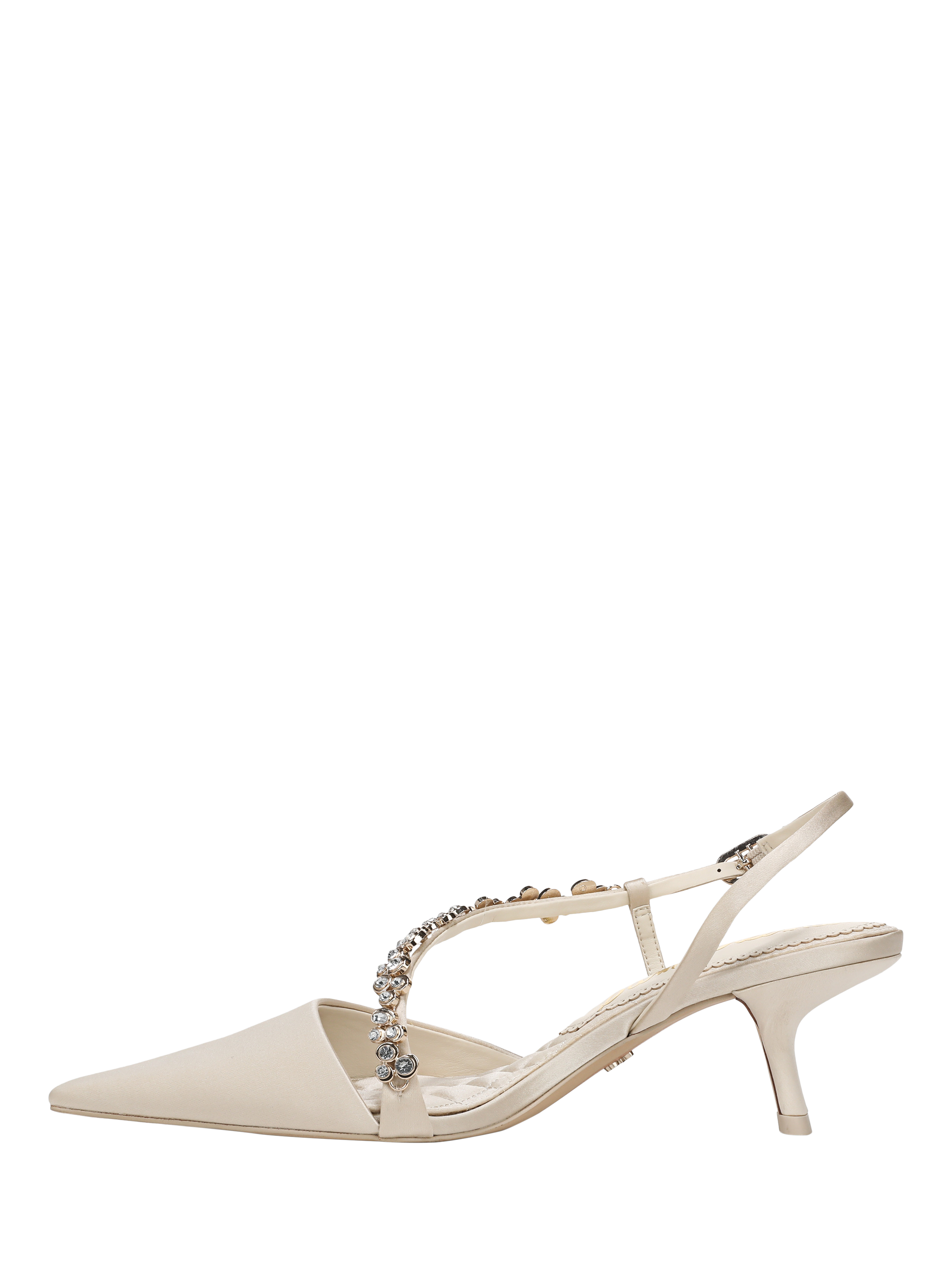 Product image 2 of 6, which shows Sam Edelman Bonnie Kitten Heel Embellished Slingback Court Shoes, Modern Ivory, 3