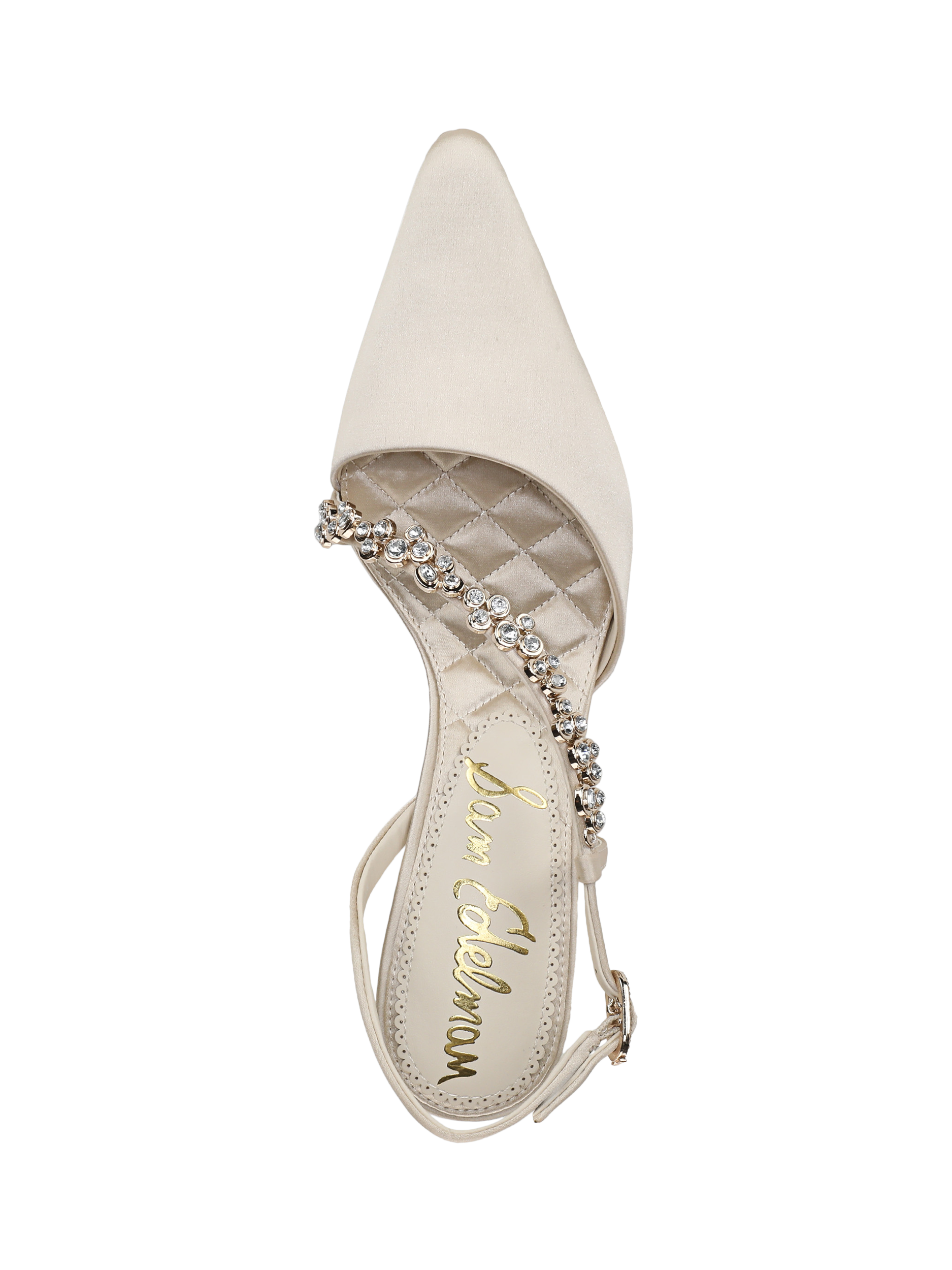 Product image 3 of 6, which shows Sam Edelman Bonnie Kitten Heel Embellished Slingback Court Shoes, Modern Ivory, 3