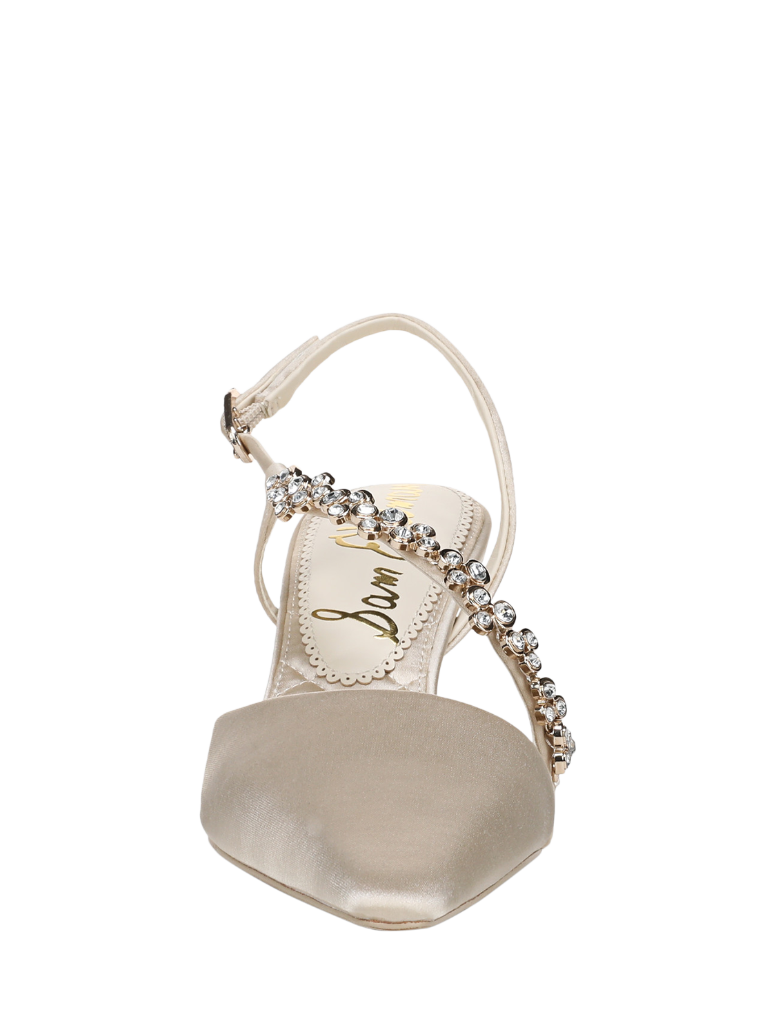 Product image 4 of 6, which shows Sam Edelman Bonnie Kitten Heel Embellished Slingback Court Shoes, Modern Ivory, 3