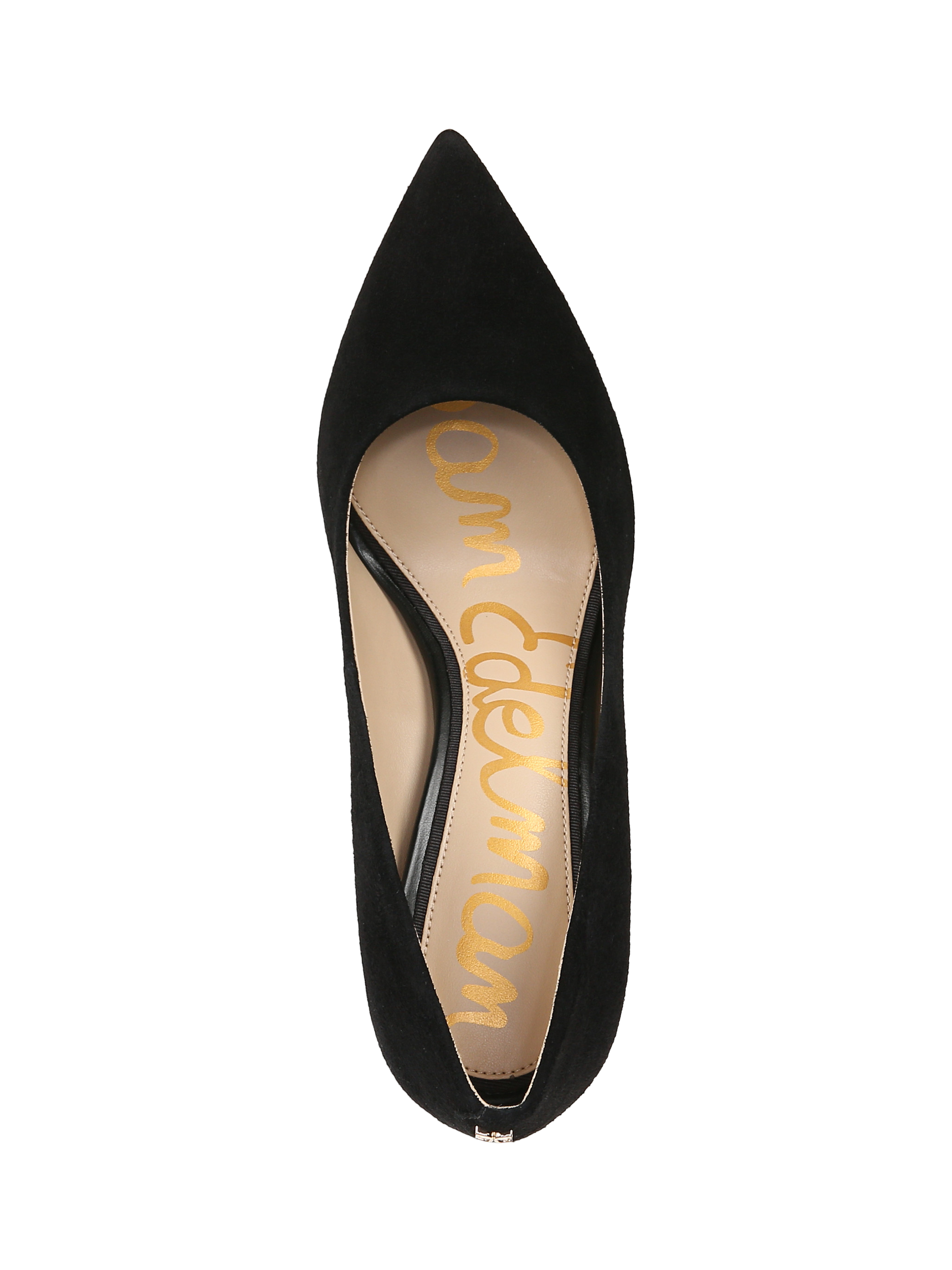 Product image 3 of 6, which shows Sam Edelman Hazel Leather Pointed Toe Heeled Court Shoes, Black, 3