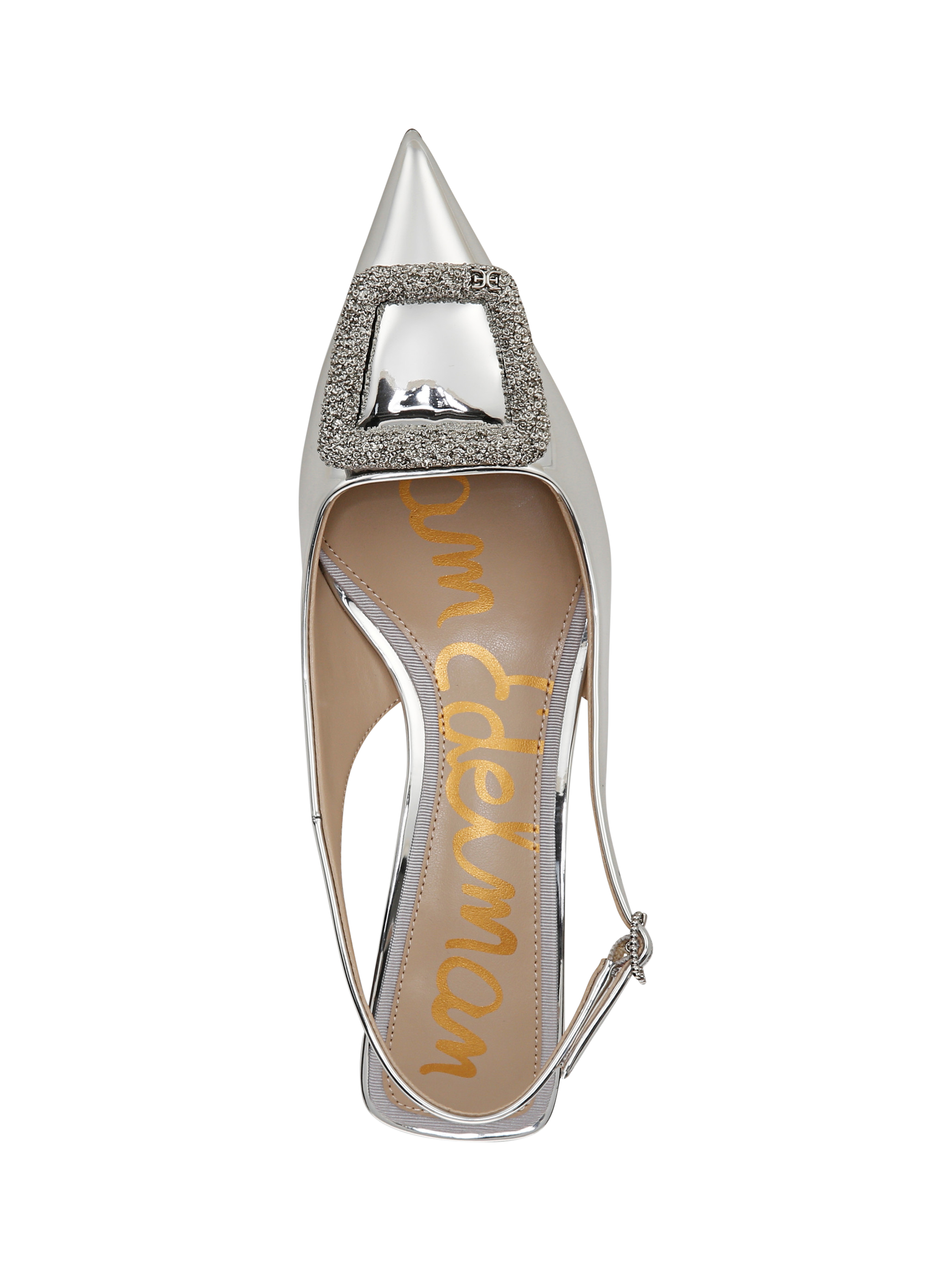 Product image 3 of 6, which shows Sam Edelman Kammie Kitten Heel Slingback Court Shoes, Soft Silver, 3