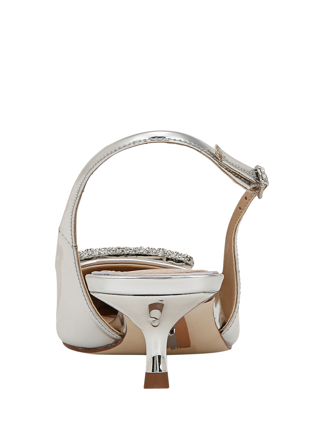 Product image 5 of 6, which shows Sam Edelman Kammie Kitten Heel Slingback Court Shoes, Soft Silver, 3