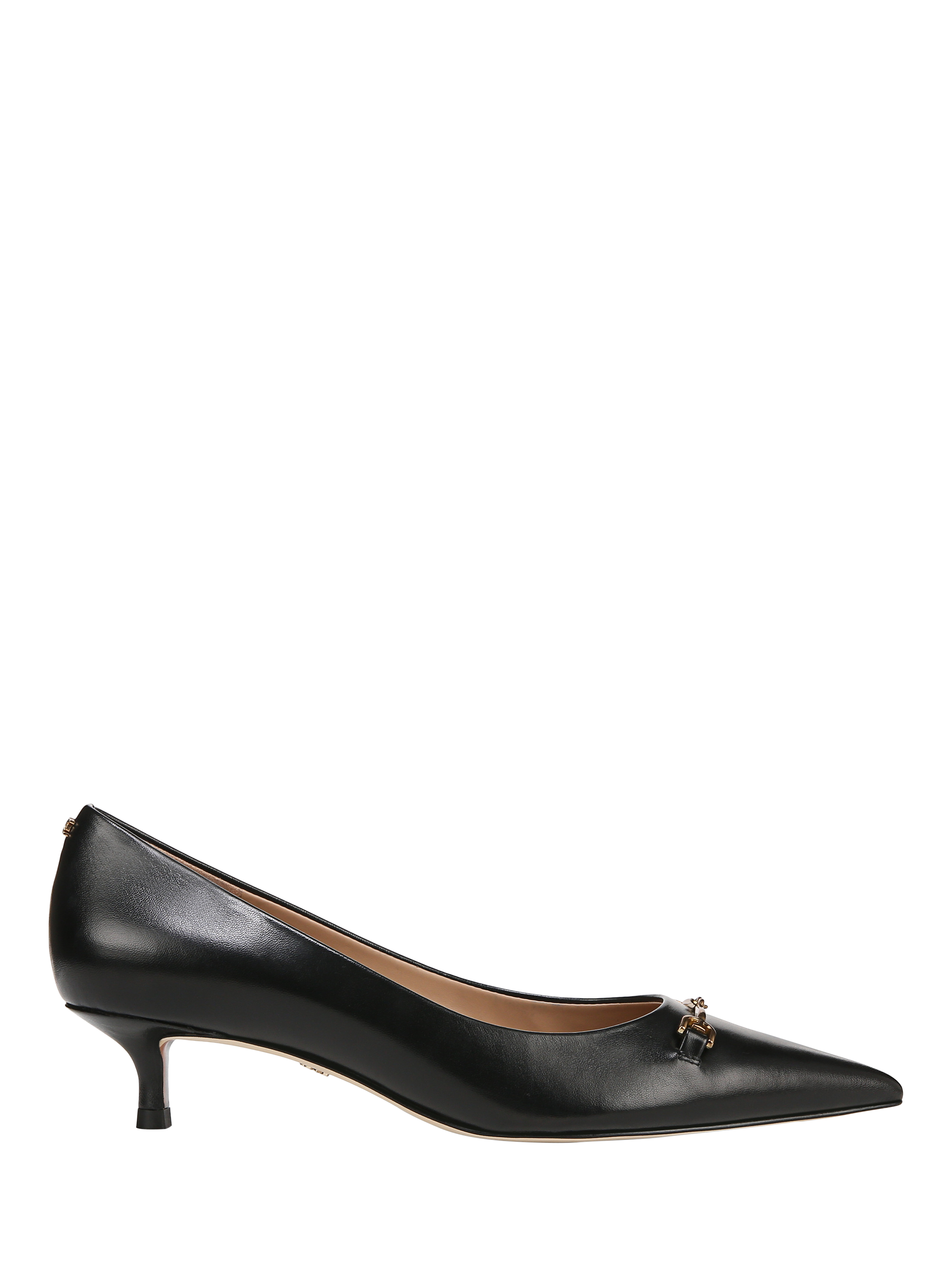 Product image 1 of 6, which shows Sam Edelman Kaya Leather Kitten Heel Court Shoes, Black, 3