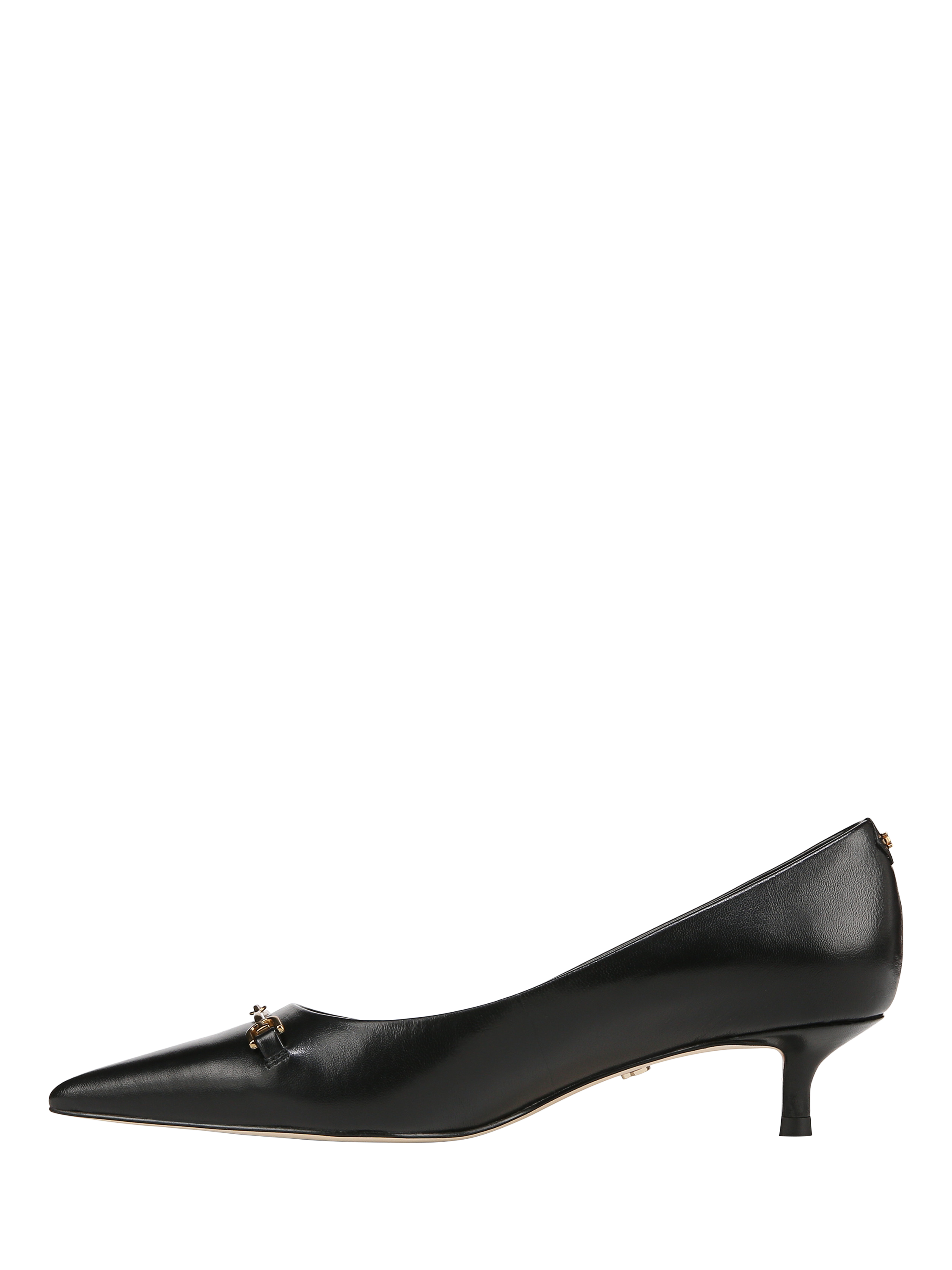 Product image 2 of 6, which shows Sam Edelman Kaya Leather Kitten Heel Court Shoes, Black, 3