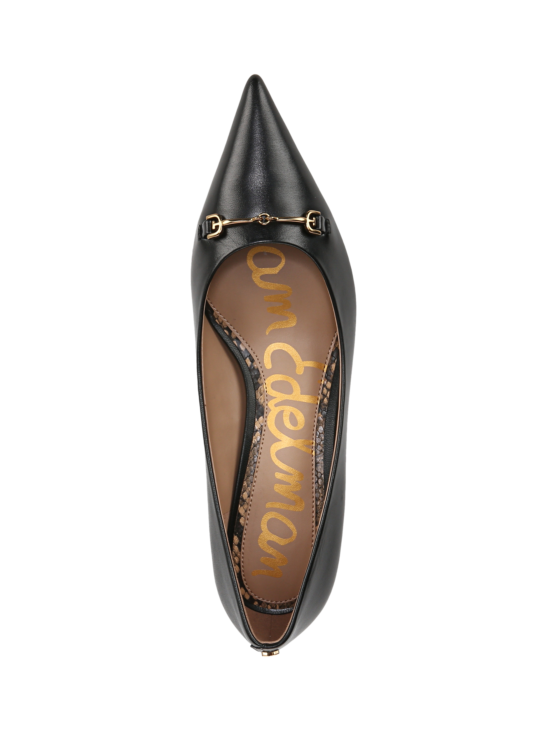 Product image 3 of 6, which shows Sam Edelman Kaya Leather Kitten Heel Court Shoes, Black, 3