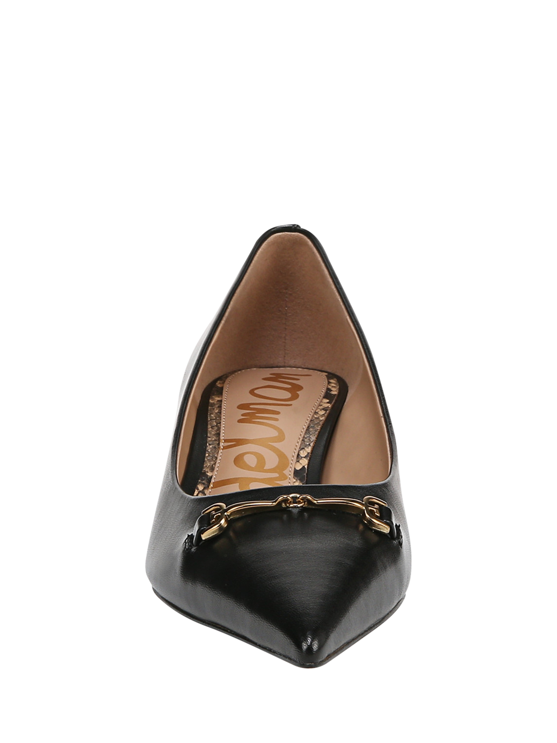 Product image 4 of 6, which shows Sam Edelman Kaya Leather Kitten Heel Court Shoes, Black, 3