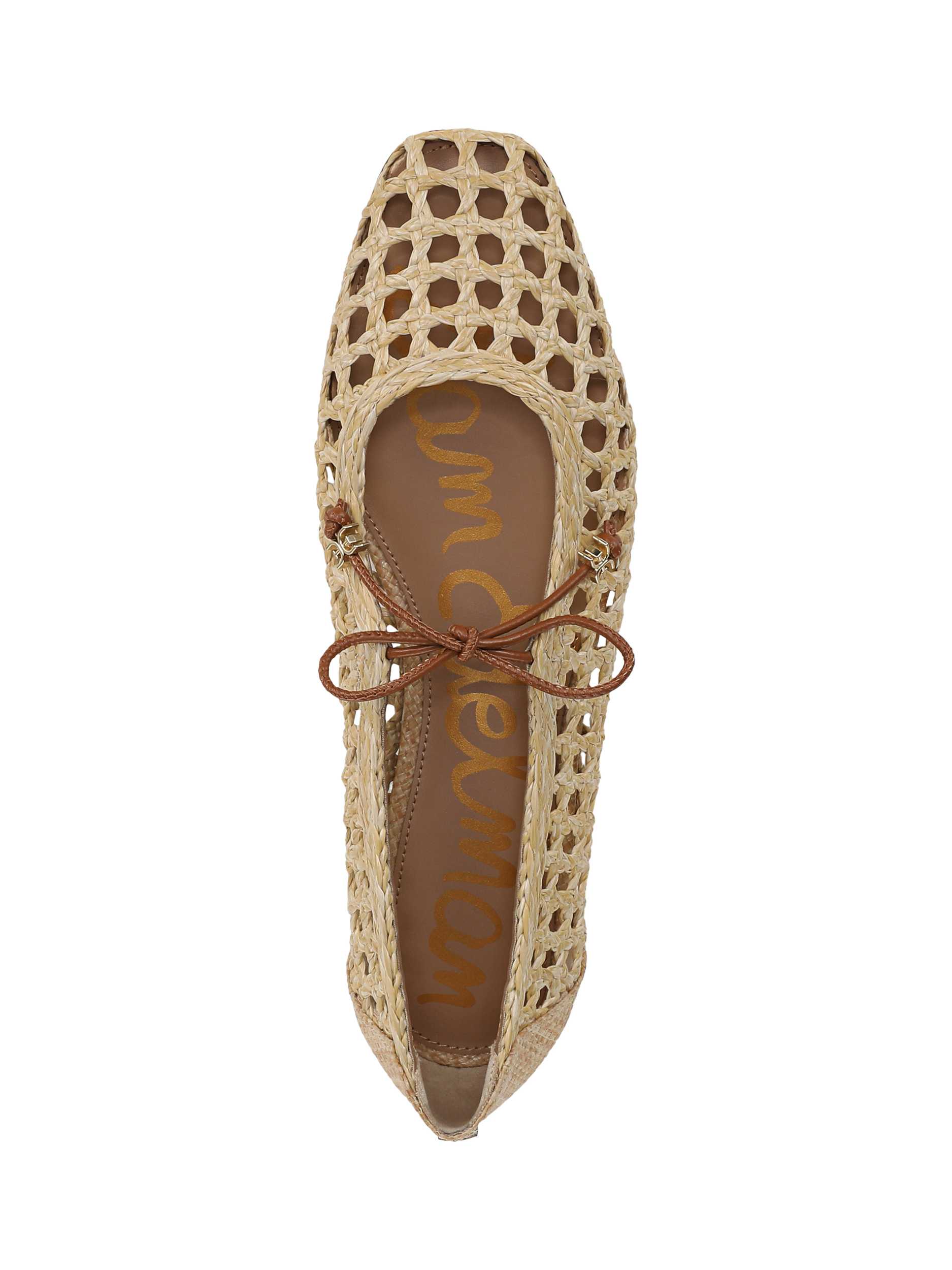 Product image 3 of 6, which shows Sam Edelman Marcie Basket Weave Ballerina Pumps, Bleached Beachwood, 3